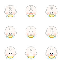 赤ちゃんのいろいろな表情のイラストセット