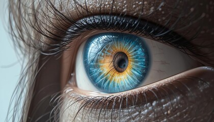 Obraz premium Close-up of a detailed eye with blue iris