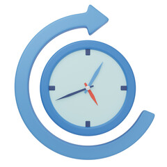 Blue 3D clock icon isolated on white background