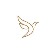 Obraz premium Elegant Gold Line Art Bird Logo Symbolizing Freedom and Graceful Design