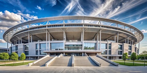 Obraz premium Modern Stadium Architecture A Majestic View of a Grand Sporting Venue's Exterior and Entrance