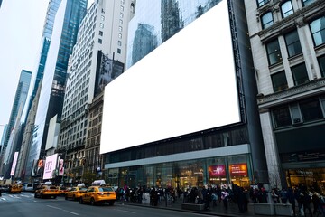 Blank billboard Times Square NYC advertising city traffic