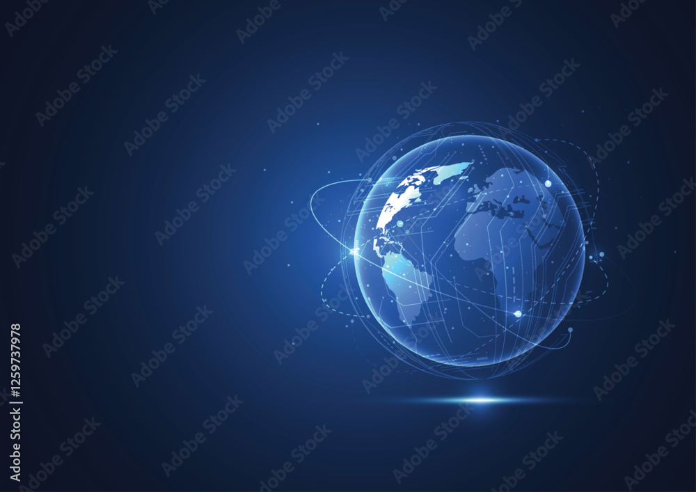 Poster abstract global network connection technology concept. world map point and line composition concept 