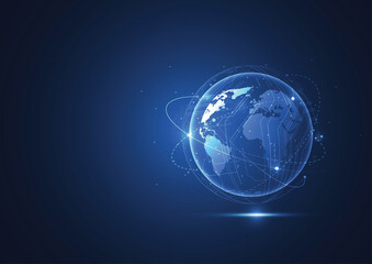 Abstract global network connection technology concept. World map point and line composition concept of global business. Vector Illustration