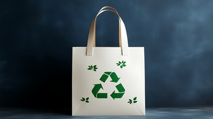 White Eco Friendly Shopping Bag With Recycle Symbol