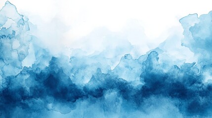 Fototapeta premium Blue watercolor background with soft, flowing shades of blue. Emphasizing calmness and creativity. Ideal for design projects and digital art.