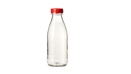 Empty Glass Bottle with Red Cap Product Shot