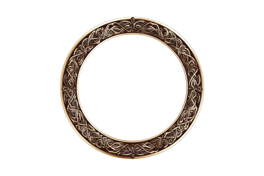 Intricate Golden Celtic Knotwork Circular Frame Elegant Design