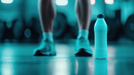 sports drinks performance Athlete lifting weights with a sports drink bottle nearby, illustrating enhanced performance through proper hydration.