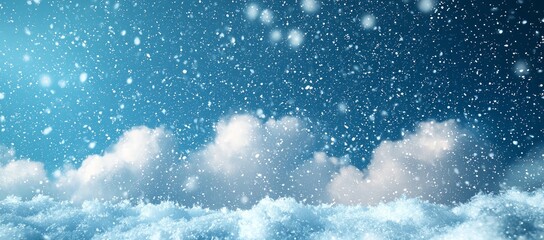 Naklejka premium Snowy winter sky, clouds, falling snow. Winter background