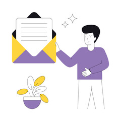 Opened Email Concept vector illustration.  isolated on white Background. 