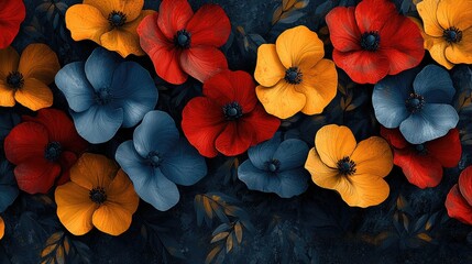 Vibrant floral arrangement featuring colorful flowers against a dark background, ideal for design
