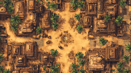 Aerial View of Ancient Desert Ruins