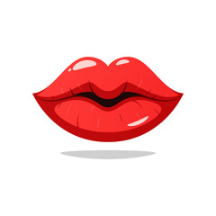 Kissing lips vector isolated on white background.