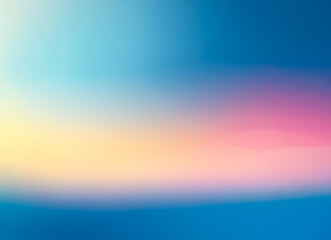 Obraz premium Soft, blurry gradient background with a smooth transition of colors. Blue, yellow, and pink blend seamlessly creating a calming and dreamy abstract visual.
