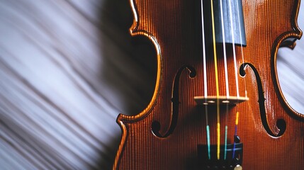 Fototapeta premium Close-up of a Polished Violin, Exquisite Detail and Warm Tones
