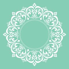 Decorative frame Elegant vector element for design in Eastern style, place for text. Floral green and white border. Lace illustration for invitations and greeting cards