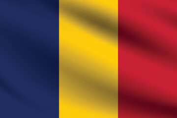 Flag of Chad. Chad flag official size and color standards digital vector illustration. Waving flag icon.