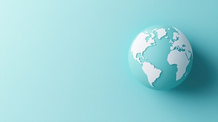 globe minimalist Flat Simple flat globe design with smooth edges and contrasting shades for oceans and continents on a plain background.