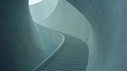 Elegant Spiral Concrete Staircase in Minimalist Architectural Design with Soft Natural Light