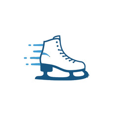 Illustrated Icon of Ice Skating Shoe with Motion Effect