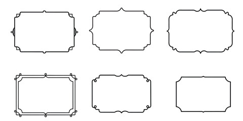 Obraz premium Ornamental Frames Set black line art