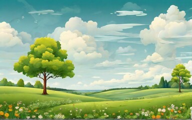 spring landscape with trees