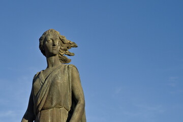 detail of the statue honoring the archaeologists in the spanish city of merida