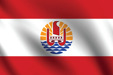 Obraz premium Flag of French Polynesia. French Polynesia flag official size and color standards digital vector illustration. Waving flag icon.