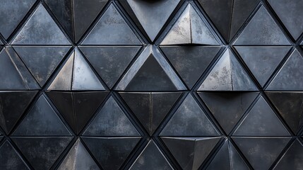 Obraz premium A striking black 3D triangle pattern, perfect for modern designs, abstract art, and creative projects. High-quality, sleek, and futuristic aesthetic.