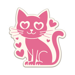 Cute cat clipart, cat with heart vector design element, cat sticker