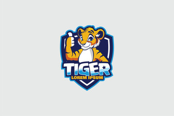 Tiger head cartoon logo vector template