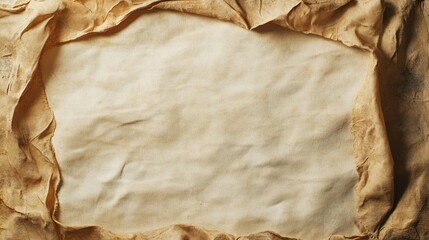 Blank Parchment Texture with Delicate Creases and Weathered Vintage Patina: Expansive Center Space for Prominent Text or Imagery with Top-View Angle