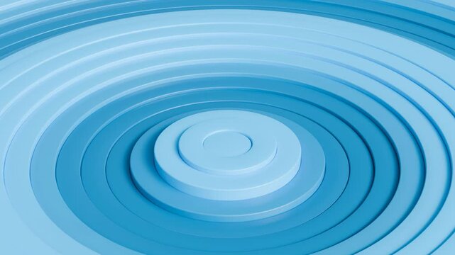 abstract smooth background animation of 3d blue rings wave motion, 4k seamless loop of animated circles