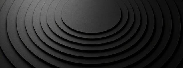 Obraz premium Black Background with Radial Lines and Circles for Design Banner Template, Featuring Abstract Minimalist Wallpaper with Copy Space on Black Background