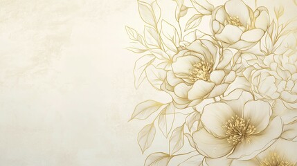 Golden line art of flowers on white background,wedding invitation cards or greeting cards design.