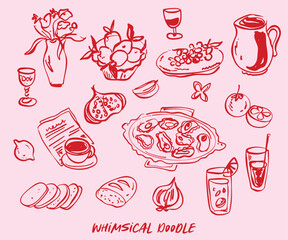 italian, brunch, vintage, illustration, charcuterie, breakfast, poster, wine, summer, amalfi, icon, vector, design, food, art, ribbon, kitchen, party, restaurant, lemon, menu, cheese, sketch, italy, d