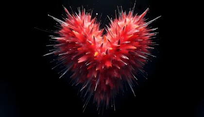 Spiky red heart with sharp edges on dark background.