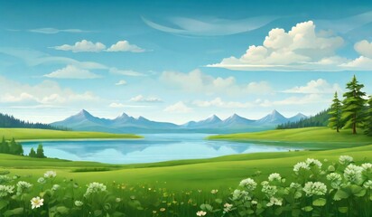 Fototapeta premium summer landscape with mountains
