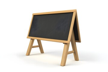 Blank Blackboard on Wooden Easel Stands Outdoors