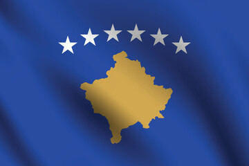 Flag of Kosovo. Kosovo flag official size and color standards digital vector illustration. Waving flag icon.