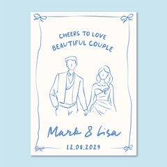 Hand drawn whimsical quirky wedding welcome sign