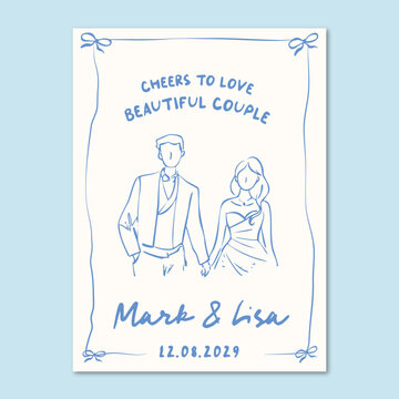 Hand drawn whimsical quirky wedding welcome sign
