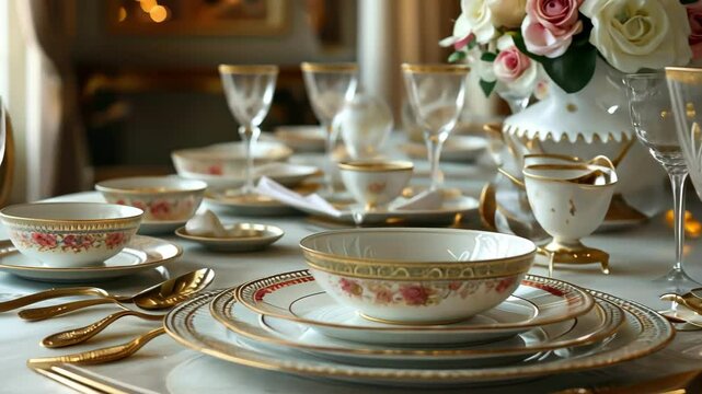 Elegant dining setup showcasing fine dinnerware and floral decor
