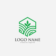 Green plant logo design vector template