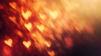 Abstract Hearts Background Red Orange Gold Blurred Lights Romantic Design