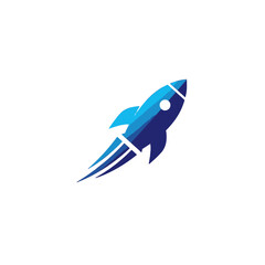 Blue Rocket Illustration Symbolizing Innovation and Progress