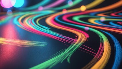 Dynamic abstract background with colorful neon light trails