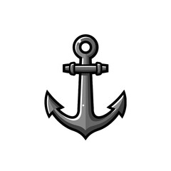Detailed Metal Anchor Illustration on a White Background