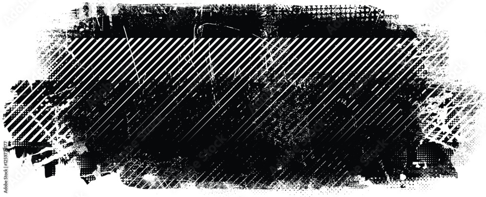 Poster Grunge textured banner with rough edges. Halftone dots texture. Overlay grunge texture . Simply place texture over any object to create grunge effect . Banner with scratched surface for your design. 